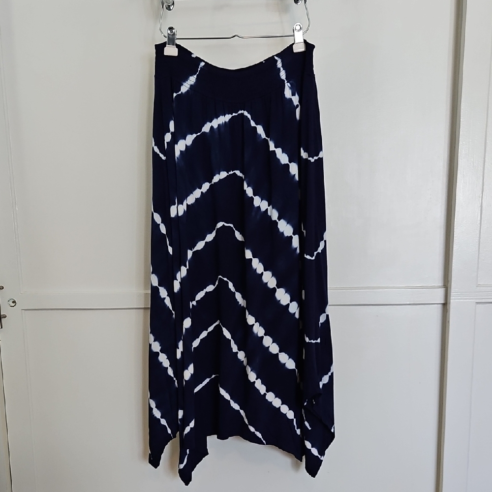 Blue & White Tie-Dye Maxi Skirt